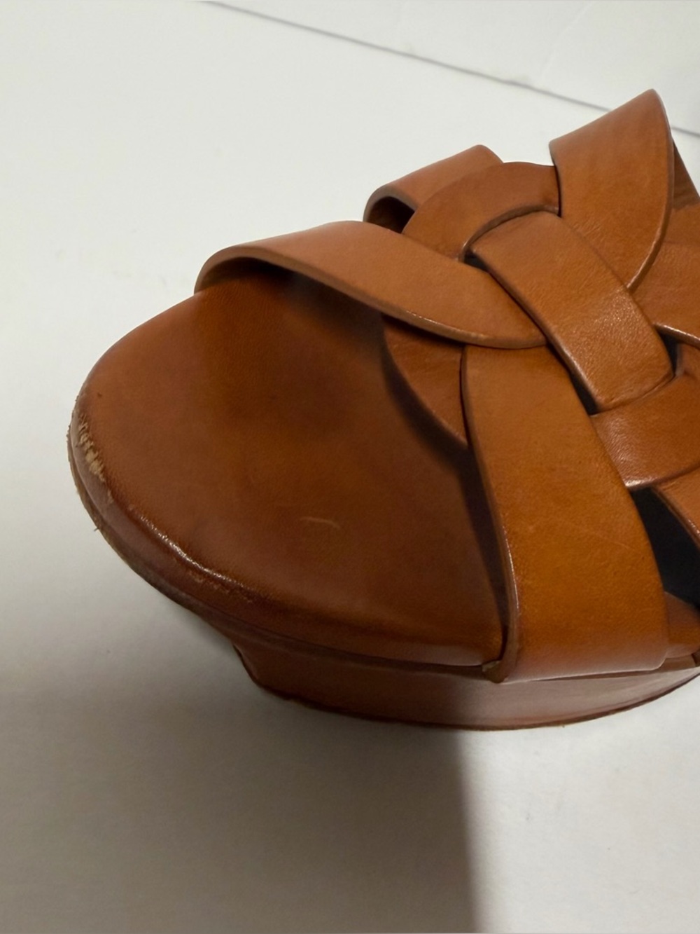 Saint Laurent Tribute platform sandal in brown leather size 39 - Picture 3 of 7